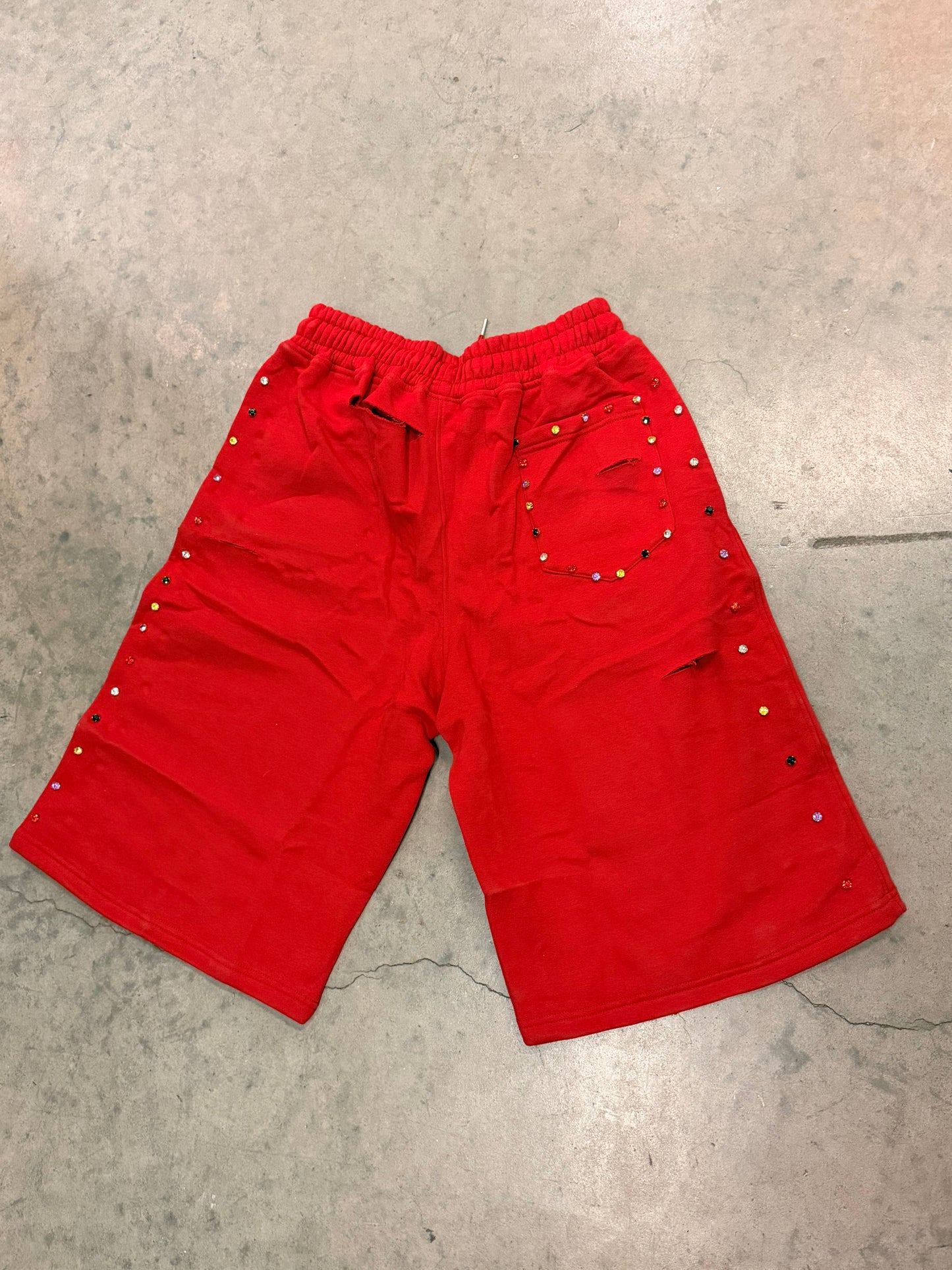 Cherry Studded Distressed Shorts 🍒