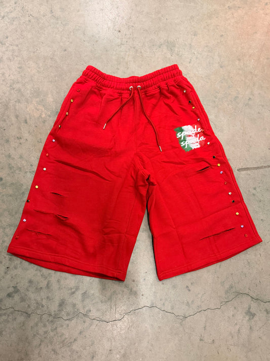 Cherry Studded Distressed Shorts 🍒